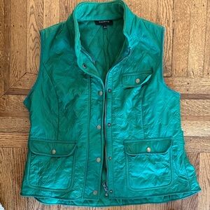 Talbots Quilted Teal Green Utility Vest